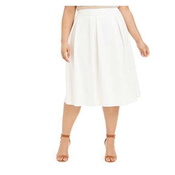 Calvin Klein Plus Size Pleated Scuba Midi Skirt